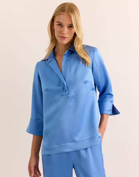 Aileen 3/4 Sleeve Liquid Satin Top