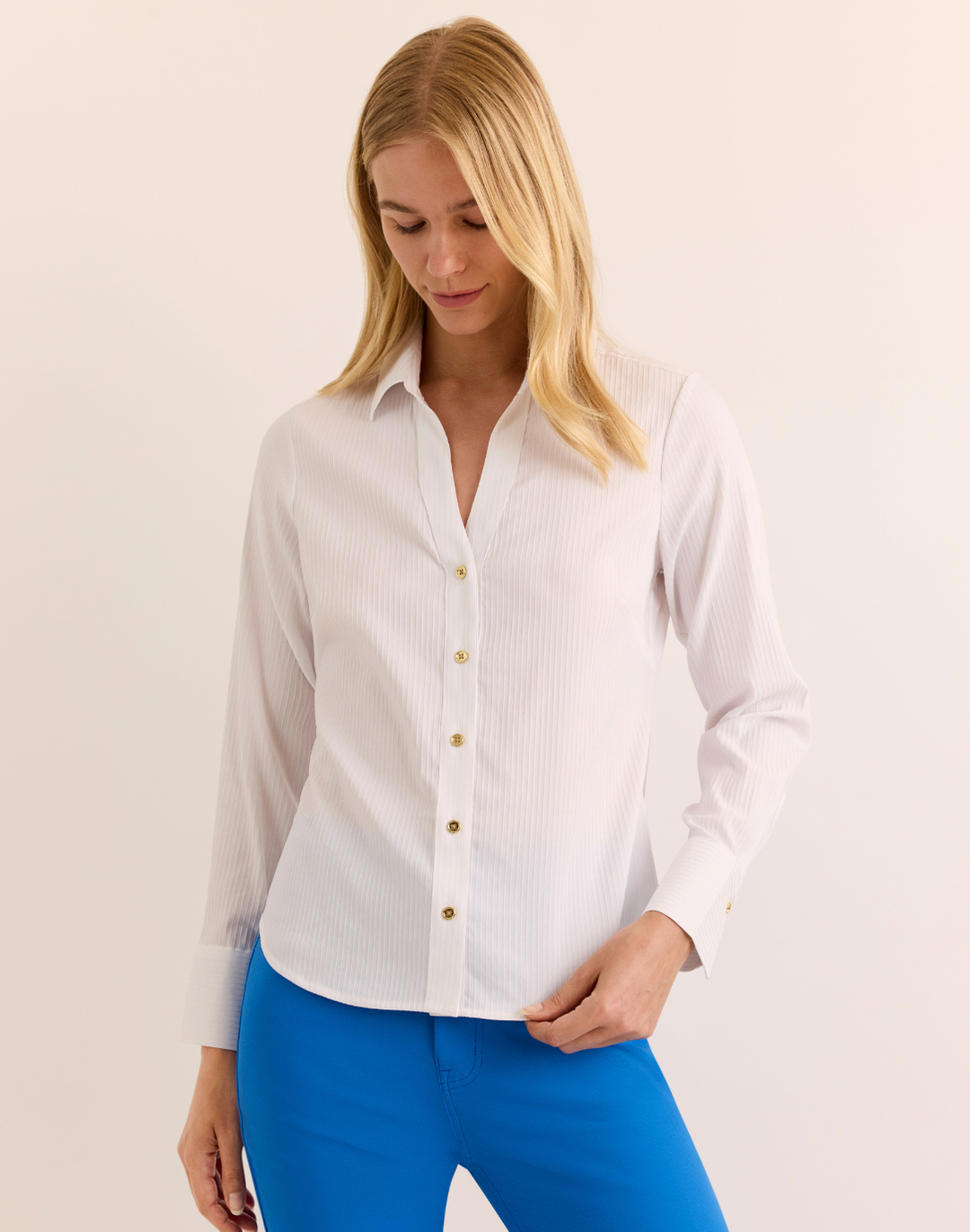 Lindsey Long Sleeve Ribbon Stripe Shirt