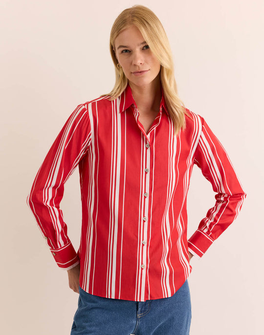 Margot Long Sleeve Rouge/White Stripe Shirt