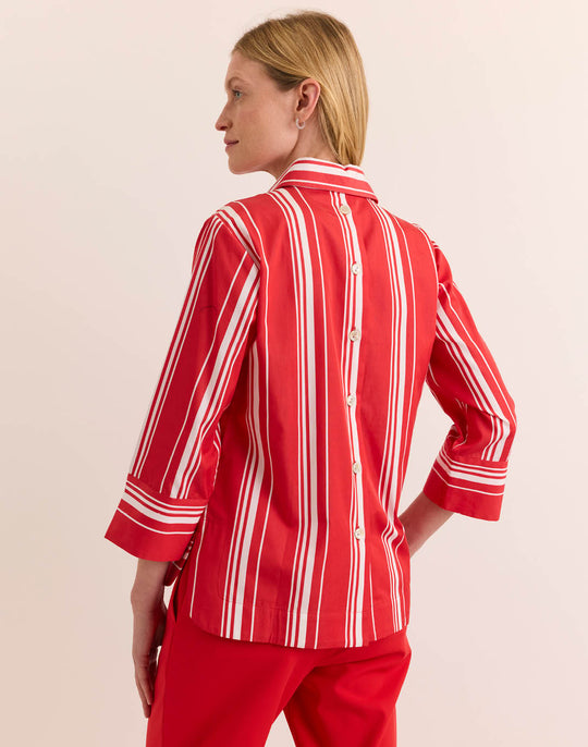 Aileen 3/4 Sleeve Rouge/White Stripe Top