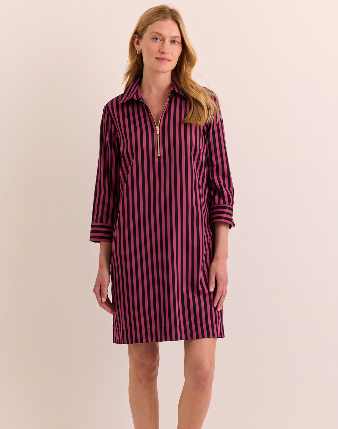 Alessa 3/4 Sleeve Classic Stripe Dress