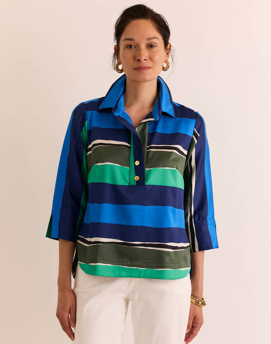Aileen 3/4 Sleeve Abstract Stripe Top