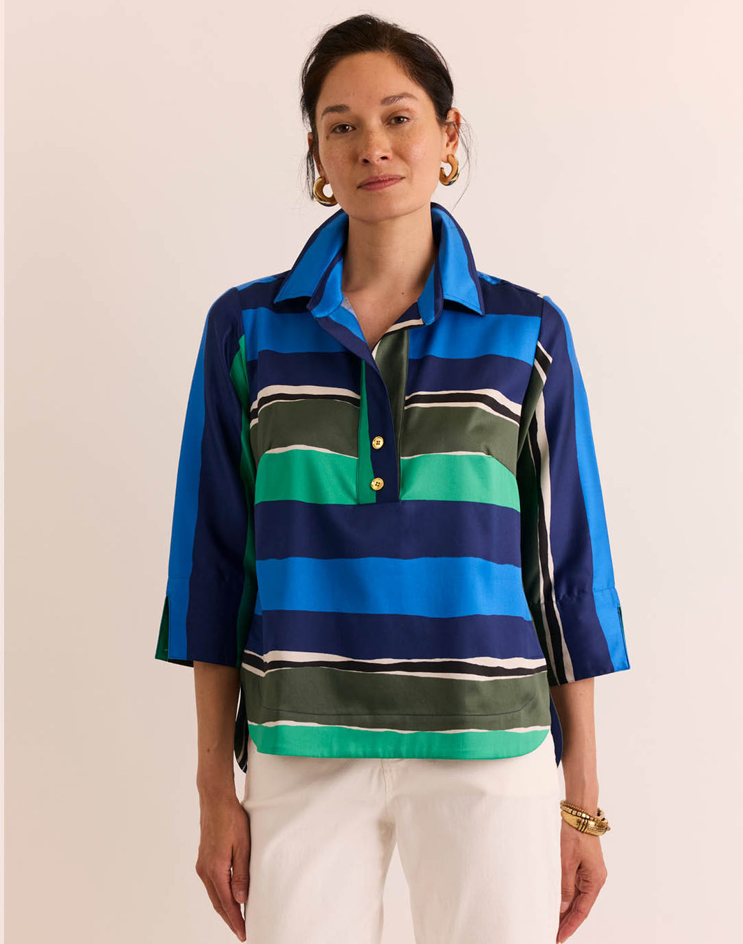 Aileen 3/4 Sleeve Abstract Stripe Top