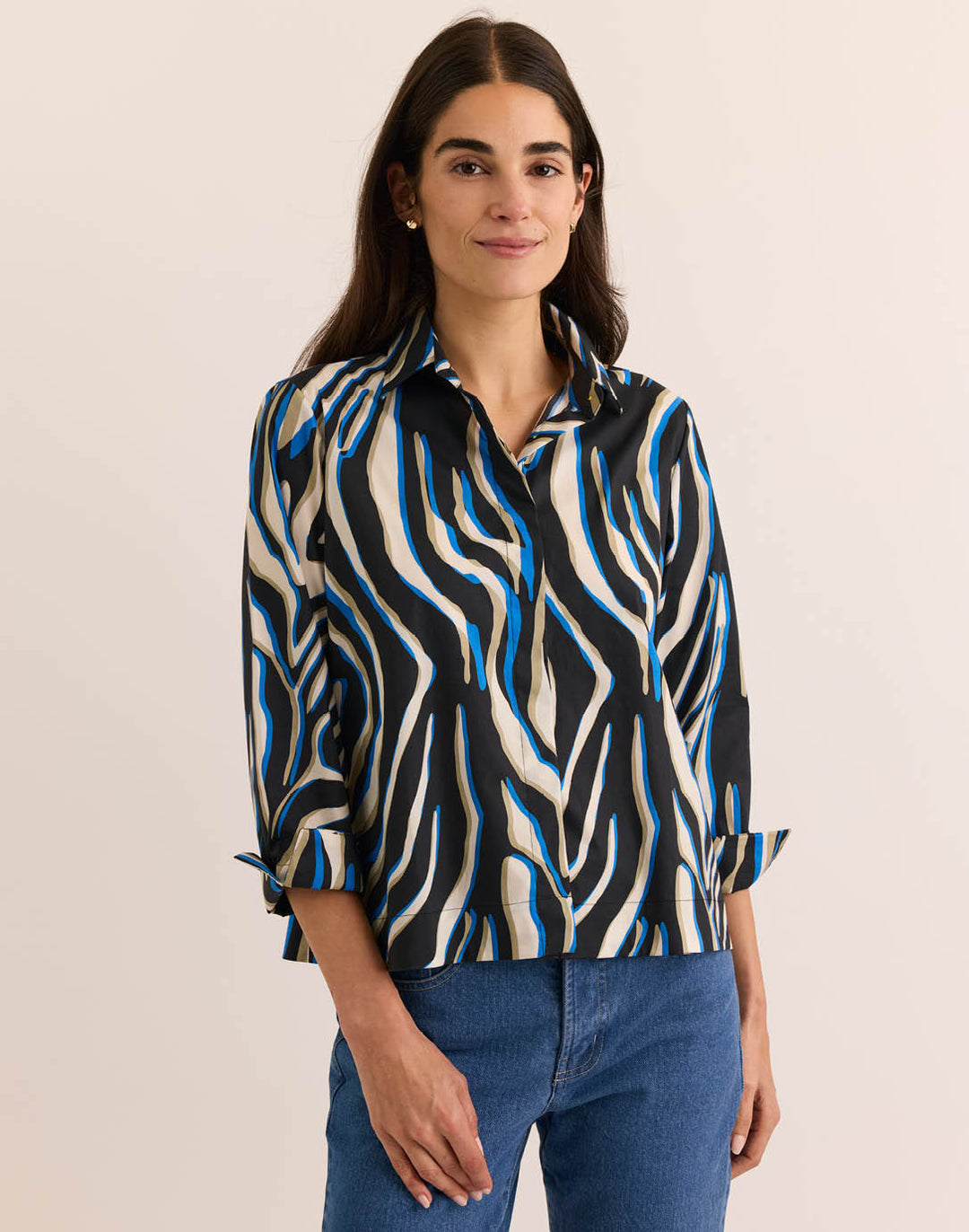 New Xena 3/4 Sleeve Abstract Zebra