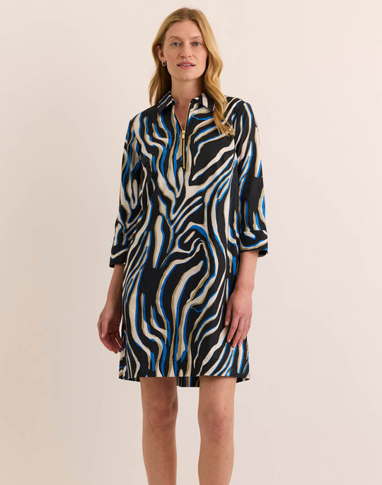 Alessa 3/4 Sleeve Abstract Zebra Dress
