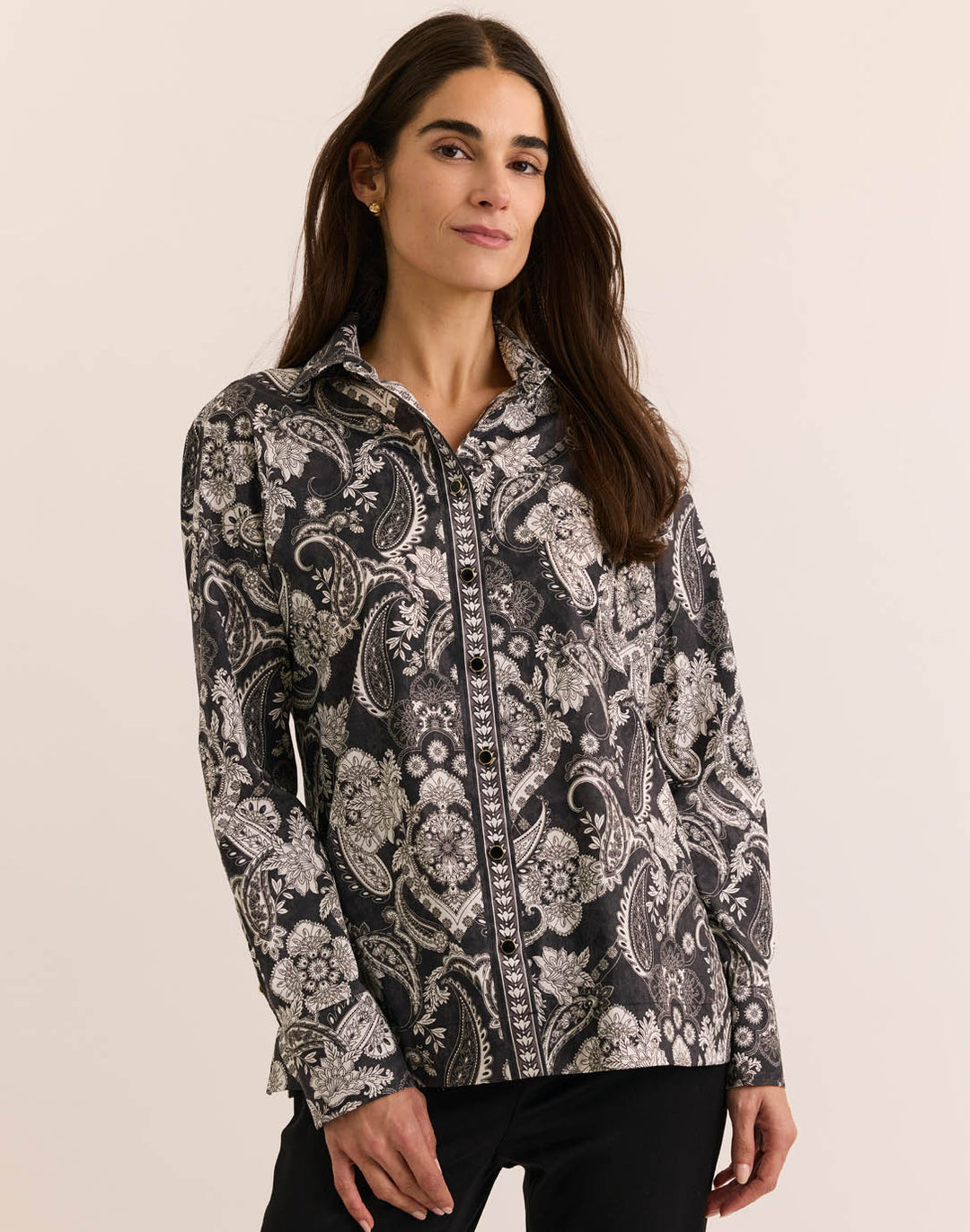 Margot Long Sleeve Painted Paisley Shirt