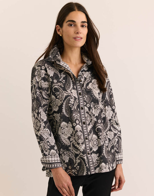 Margot Long Sleeve Painted Paisley Shirt