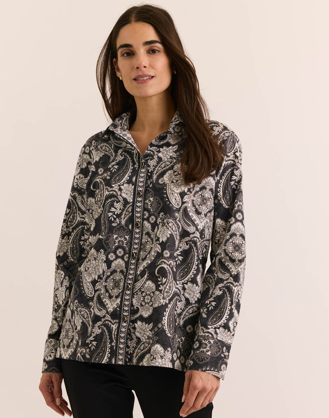 Margot Long Sleeve Painted Paisley Shirt