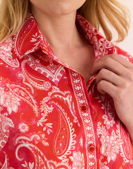 Margot Long Sleeve Painted Paisley Shirt