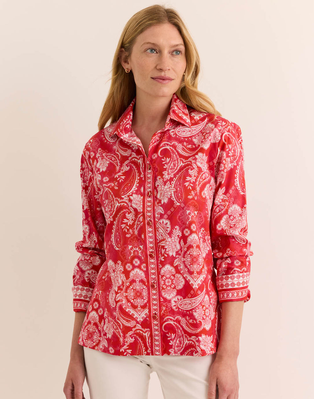 Margot Long Sleeve Painted Paisley Shirt