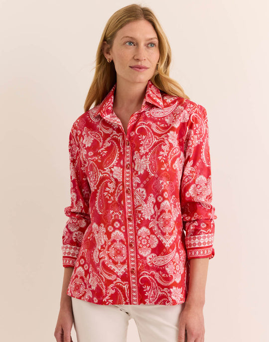 Margot Long Sleeve Painted Paisley Shirt
