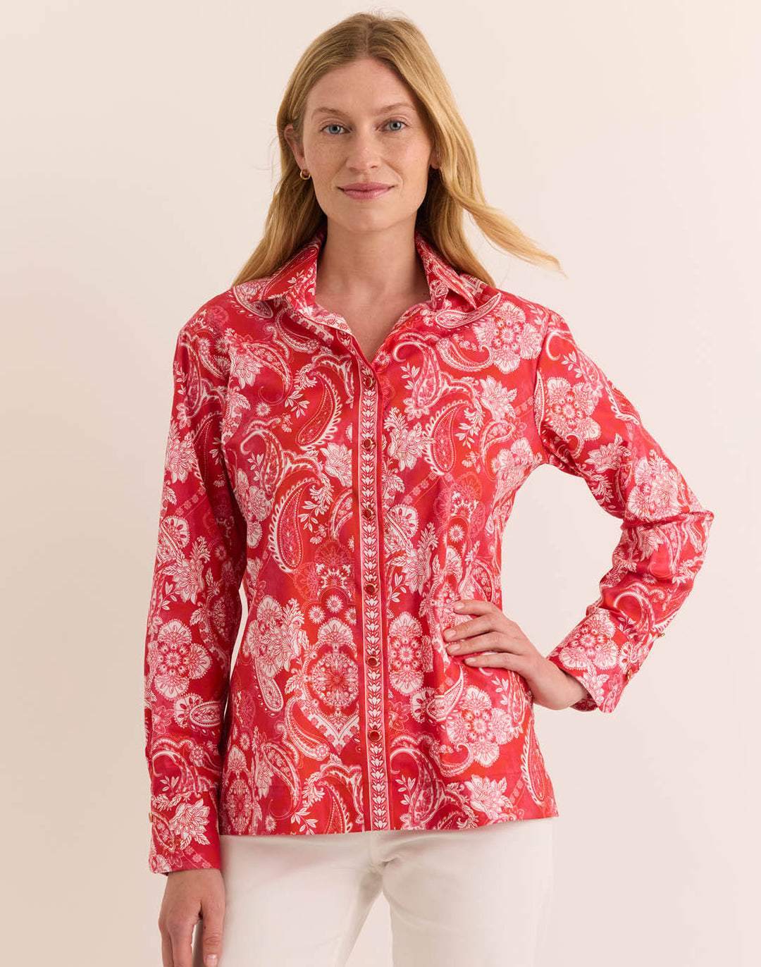 Margot Long Sleeve Painted Paisley Shirt