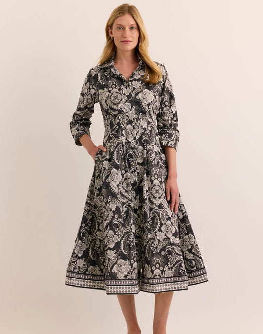 Martina 3/4 Sleeve Painted Paisley Dress