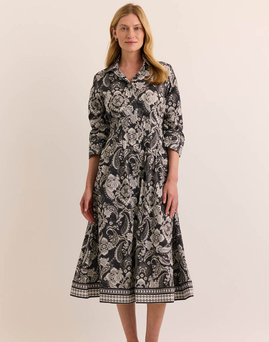Martina 3/4 Sleeve Painted Paisley Dress