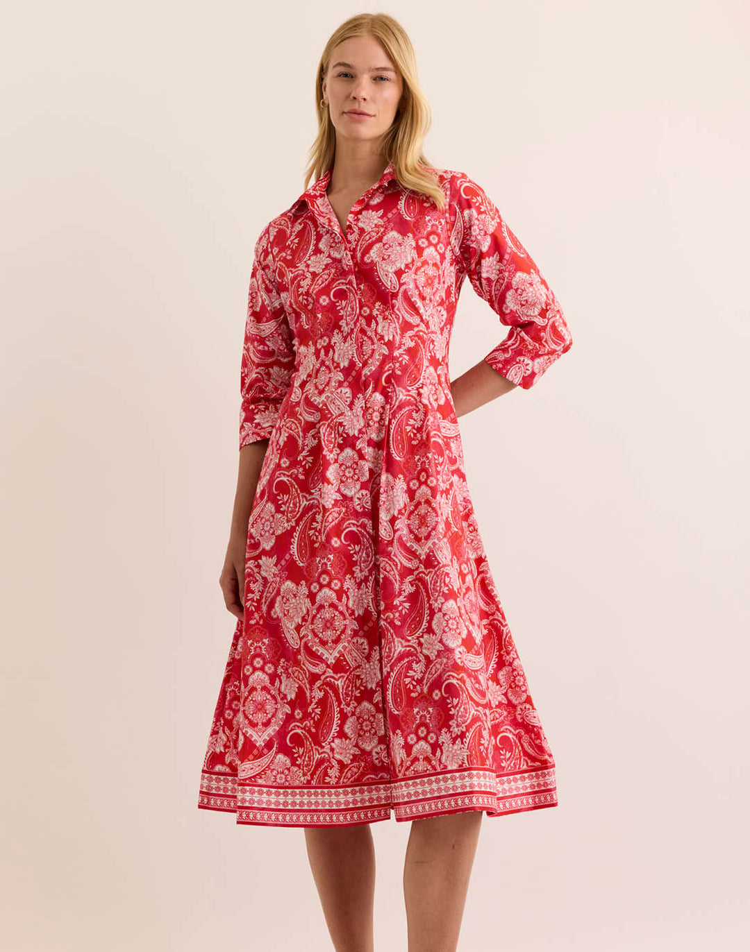 red and white paisley dress Paisley Printed Midi Dress Medium