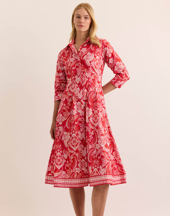 Martina 3/4 Sleeve Painted Paisley Dress