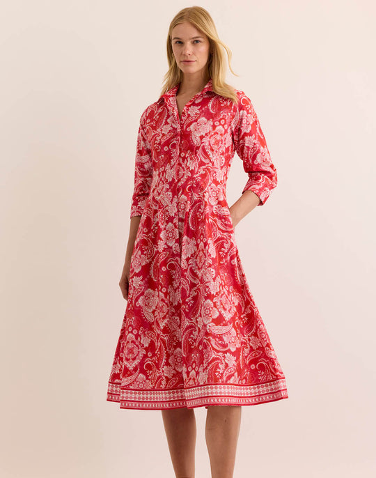 Martina 3/4 Sleeve Painted Paisley Dress
