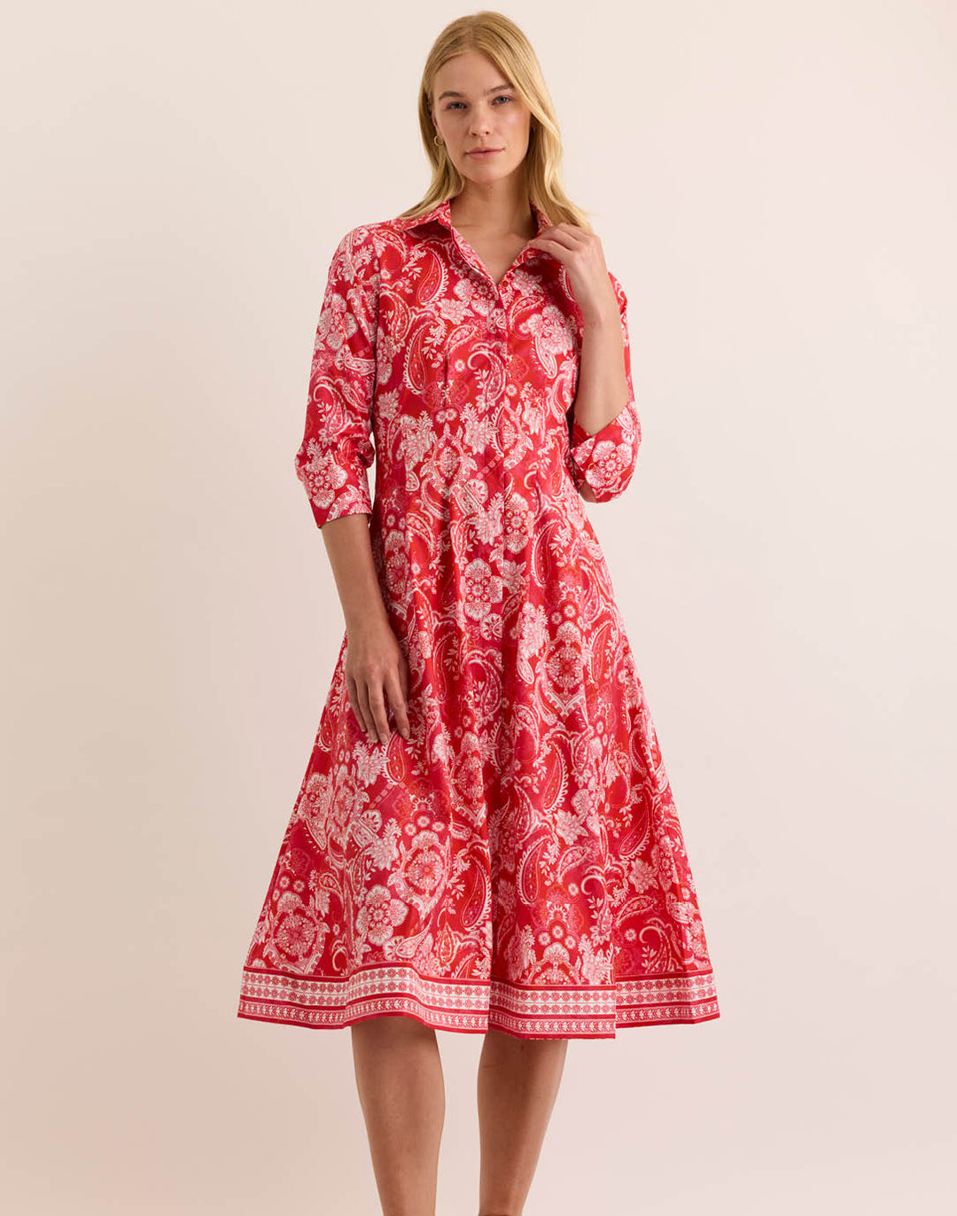 Martina 3/4 Sleeve Painted Paisley Dress