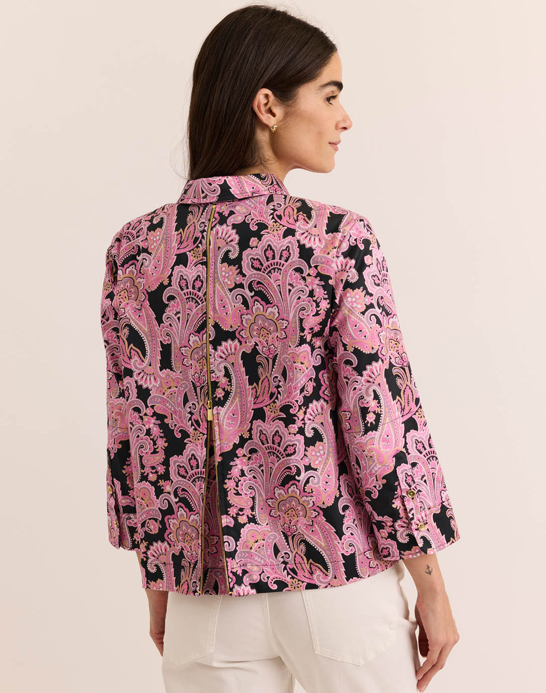 Alessa 3/4 Sleeve Bordeaux Paisley Top