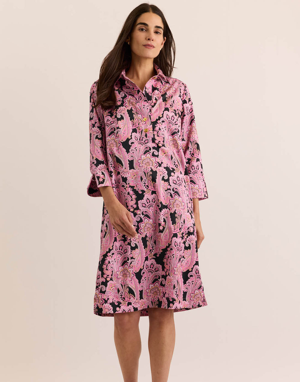 Charlotte 3/4 Sleeve Bordeaux Paisley Dress