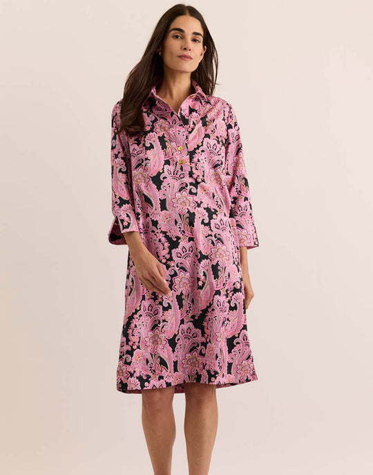 Charlotte 3/4 Sleeve Bordeaux Paisley Dress