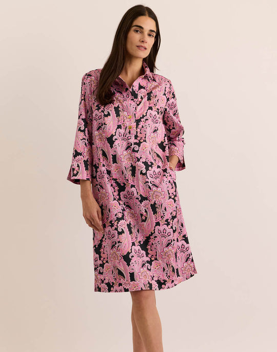 Charlotte 3/4 Sleeve Bordeaux Paisley Dress