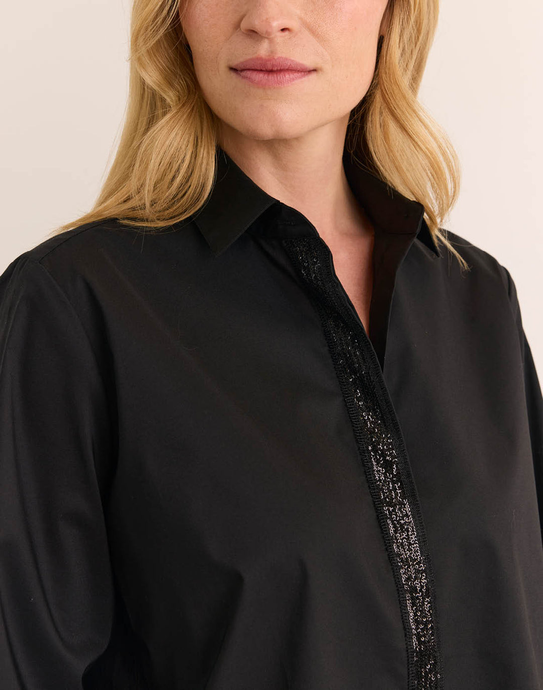 Esther Long Sleeve Sequin Trim Shirt