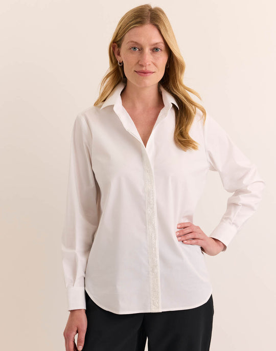 Esther Long Sleeve Sequin Trim Shirt