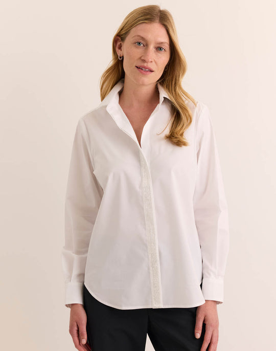 Esther Long Sleeve Sequin Trim Shirt