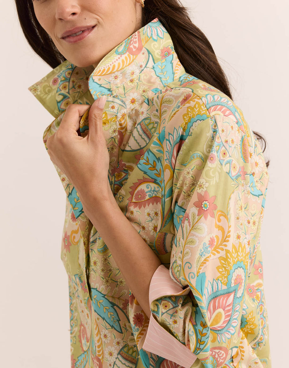 Aileen 3/4 Sleeve Festive Paisley Top