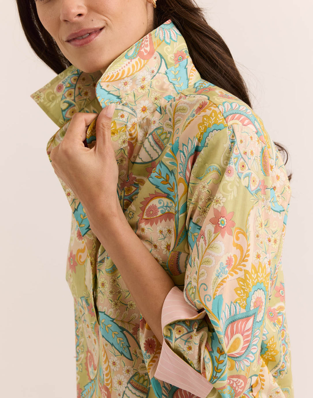 Aileen 3/4 Sleeve Festive Paisley Top