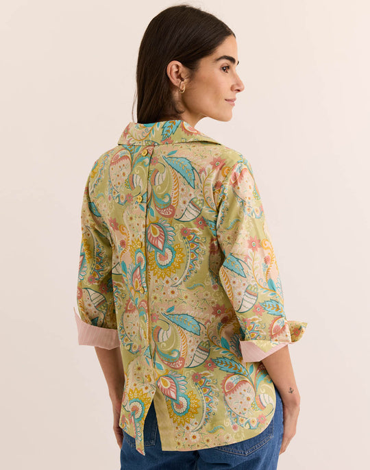 Aileen 3/4 Sleeve Festive Paisley Top