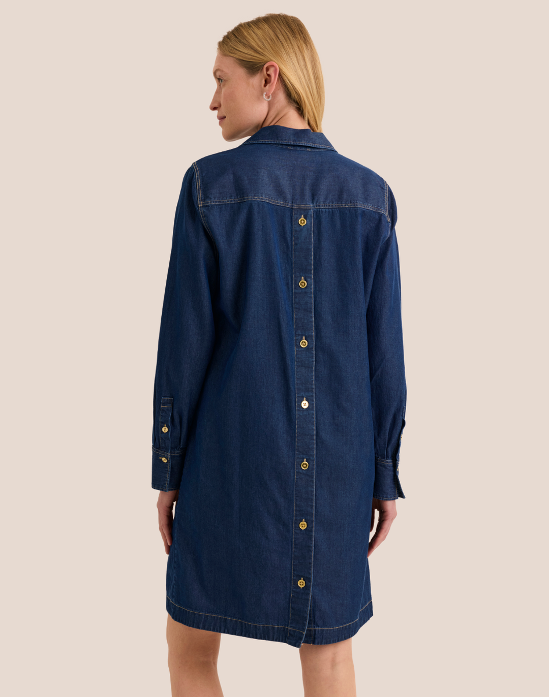 Monica Long Sleeve Dark Wash Denim Dress