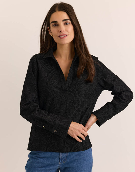 Mona Long Sleeve Bonded Lace Top
