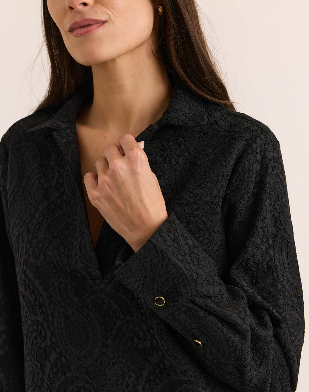 Mona Long Sleeve Bonded Lace Top