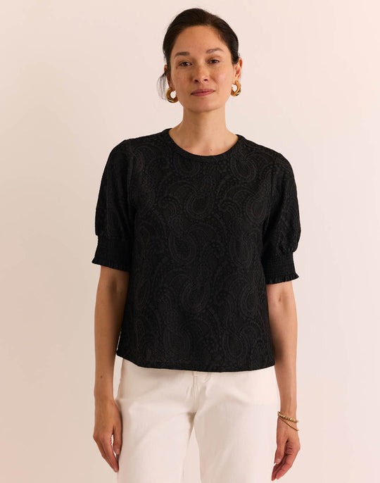 Tori Elbow Sleeve Bonded Lace Tee
