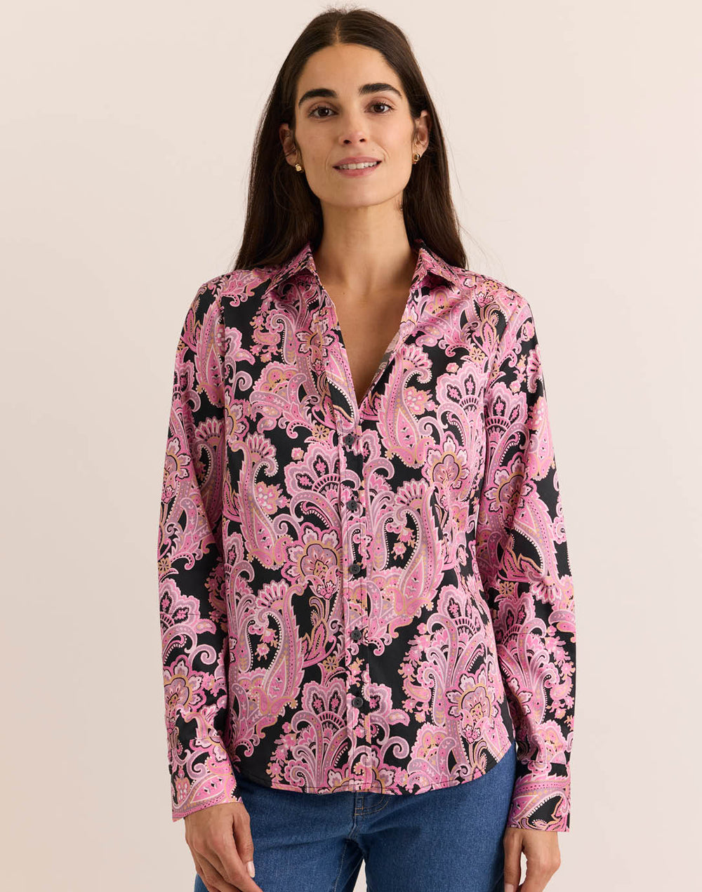 Clarice Long Sleeve Bordeaux Paisley Shirt