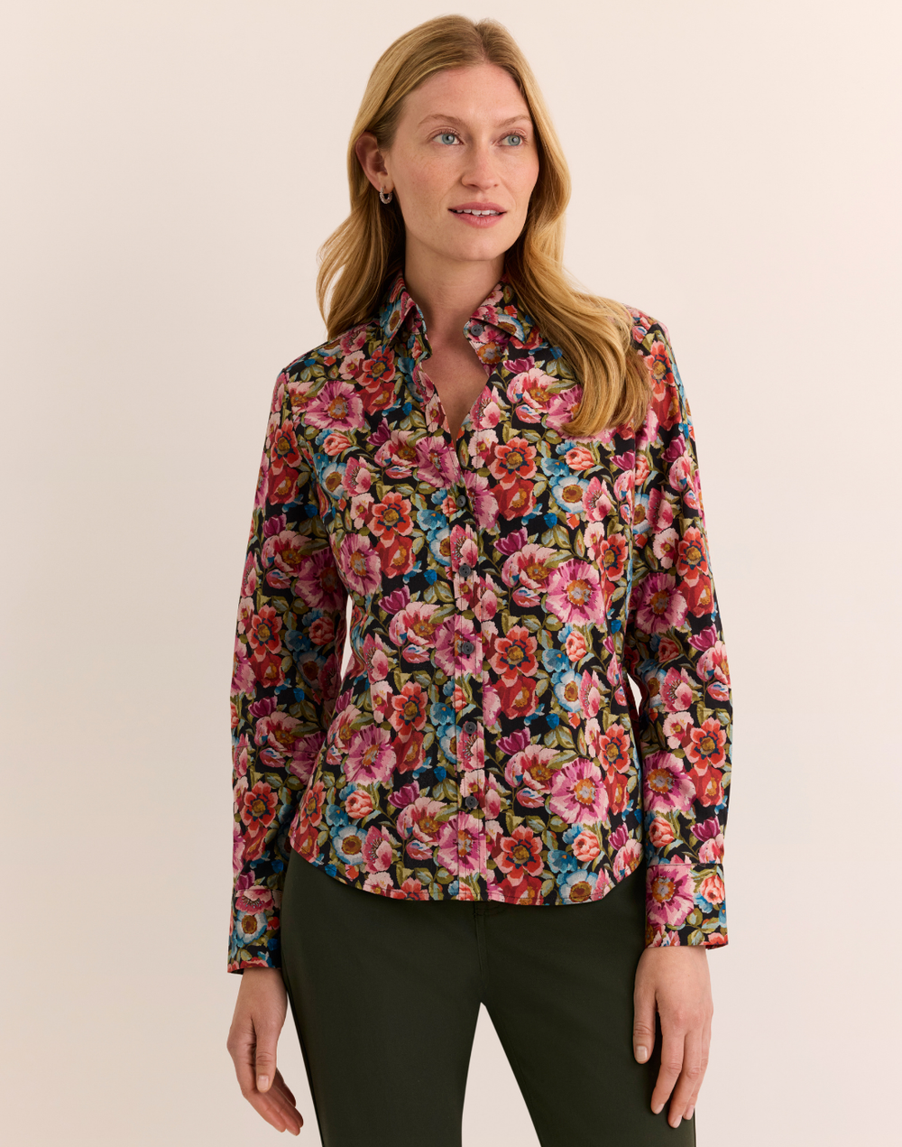 Clarice Long Sleeve Floral Bouquet Print Shirt