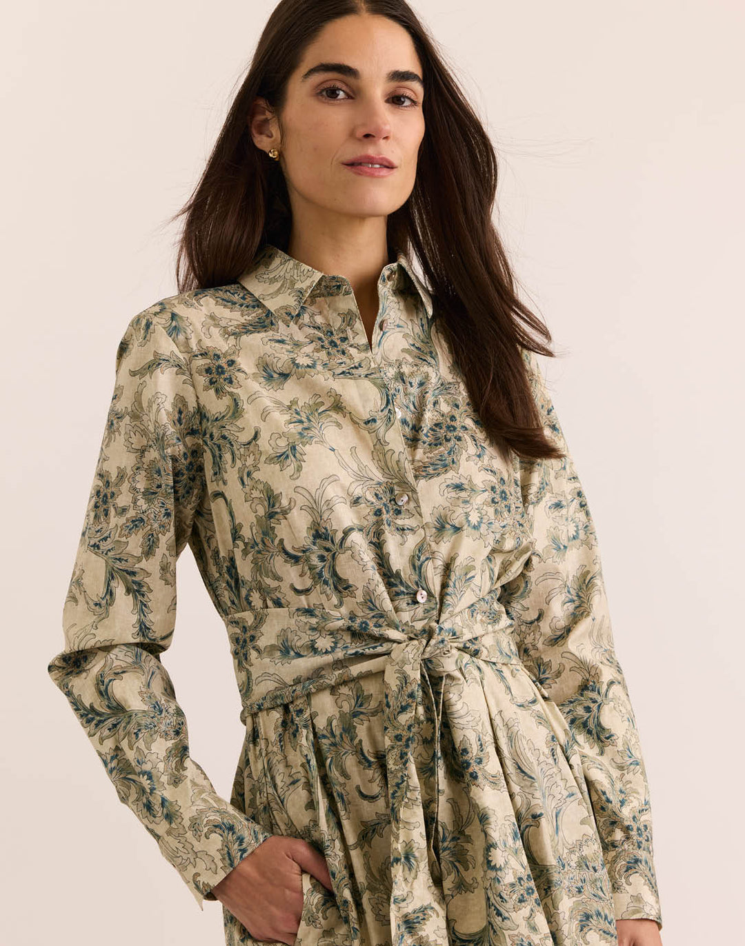 Robin Long Sleeve Fresco Print Dress