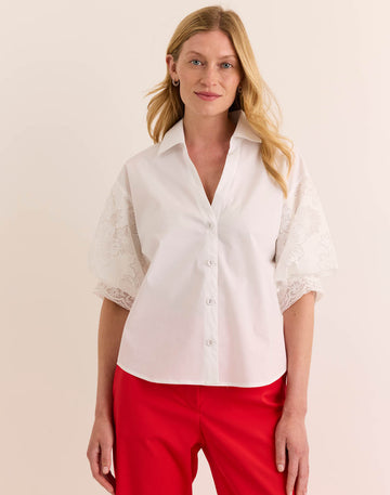 Lilian Elbow Sleeve Floral Mesh Shirt