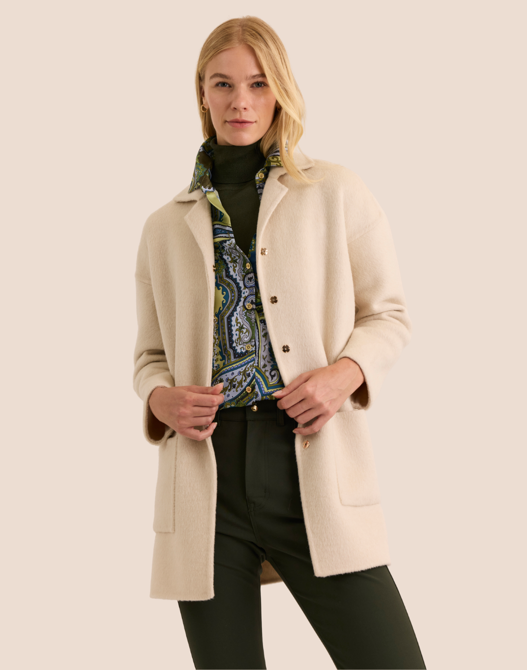 Luciana Long Sleeve Double Face Car Coat