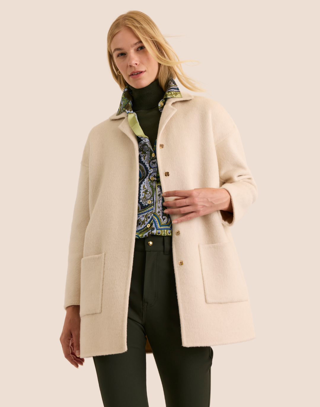 Luciana Long Sleeve Double Face Car Coat