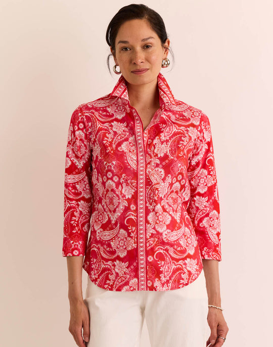 Lizette 3/4 Sleeve Painted Paisley Top