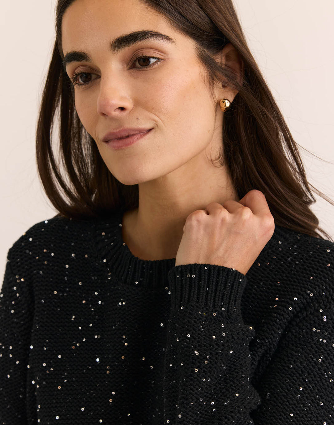 Queenie Long Sleeve Sequins Sweater