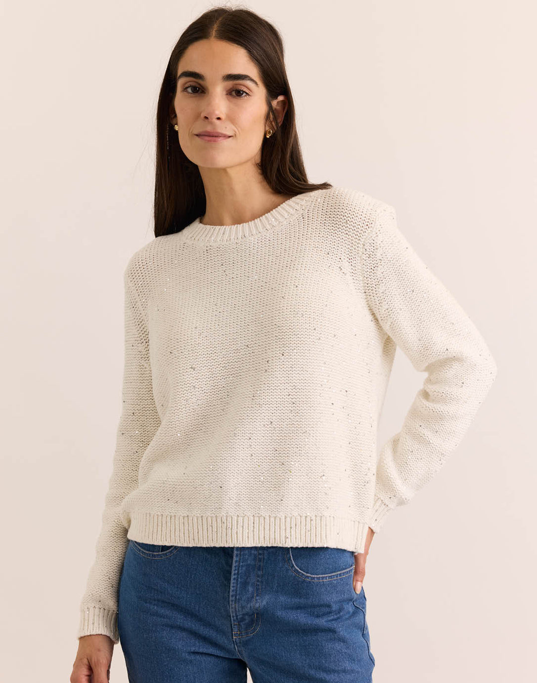 Queenie Long Sleeve Sequins Sweater