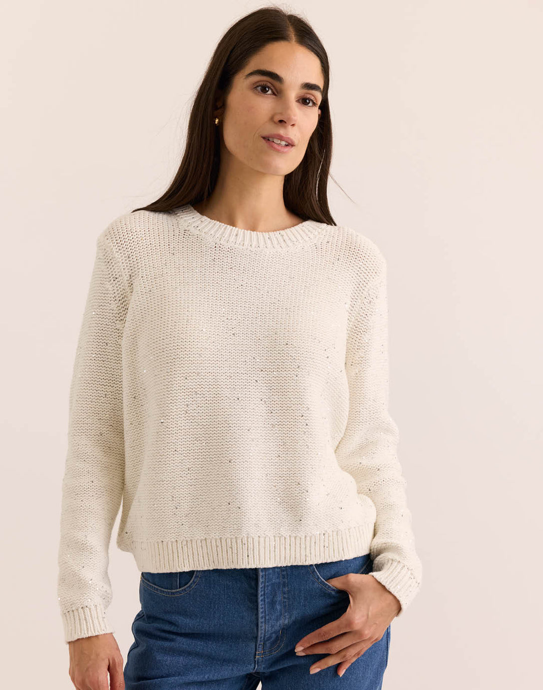 Queenie Long Sleeve Sequins Sweater
