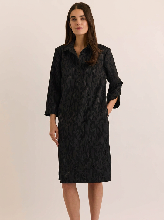 Charlotte 3/4 Sleeve Abstract Jacquard Dress