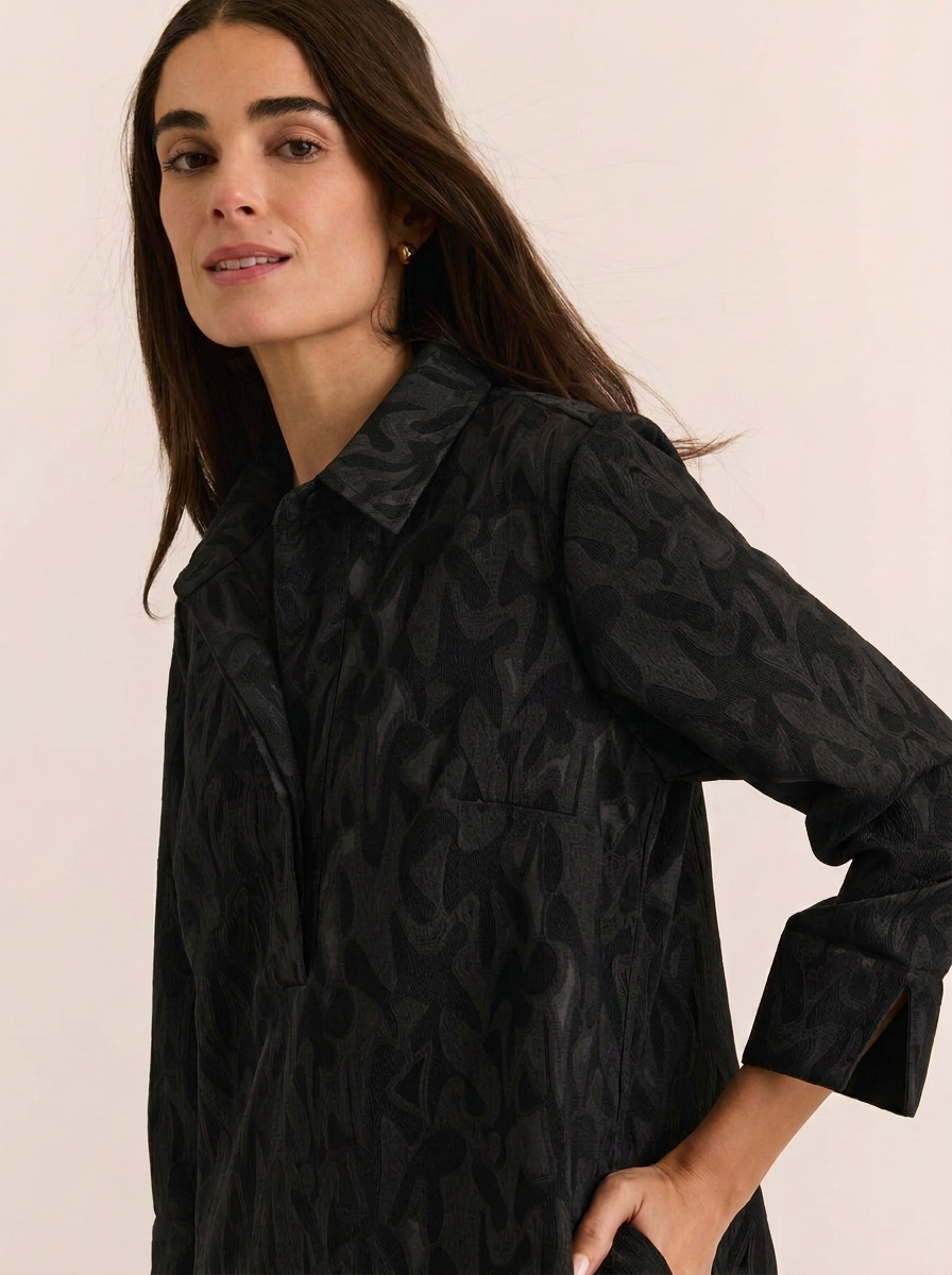 Charlotte 3/4 Sleeve Abstract Jacquard Dress