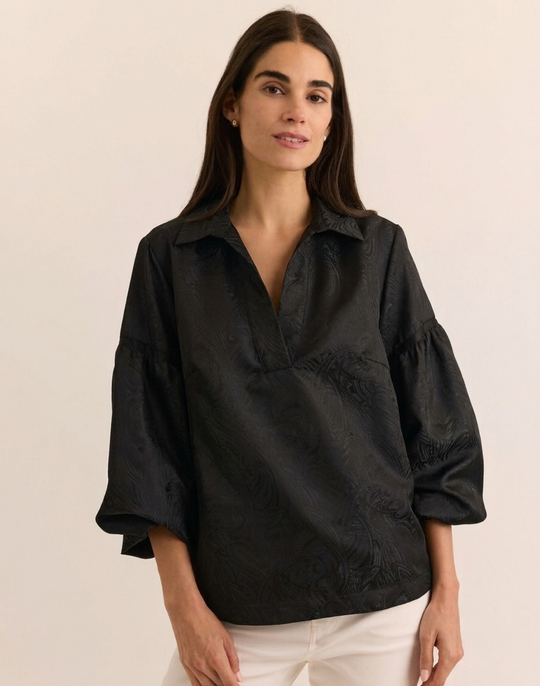 Arianna Long Sleeve Paisley Jacquard Top