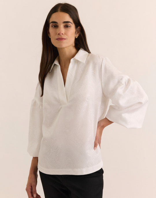 Arianna Long Sleeve Paisley Jacquard Top
